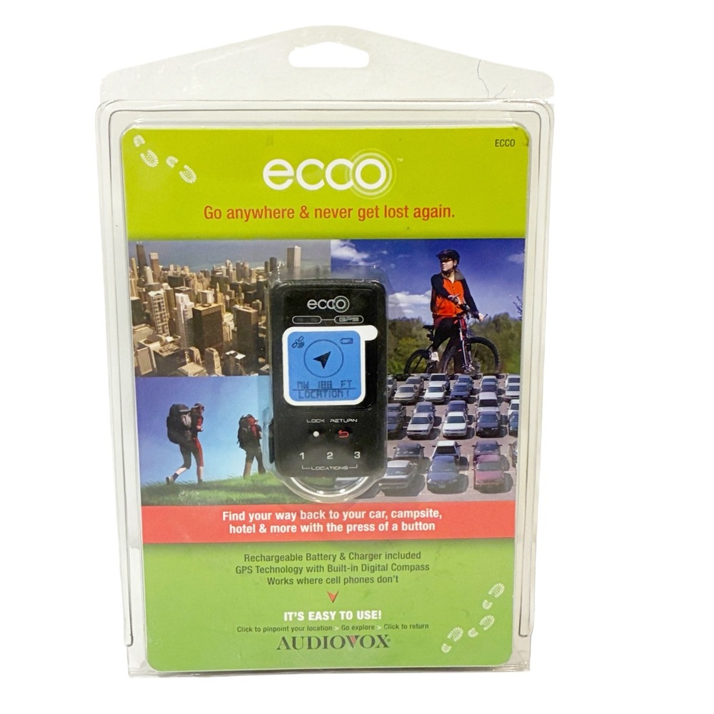 Audiovox Ecco Handheld Keychain GPS Rechargeable Electronic NEW‎